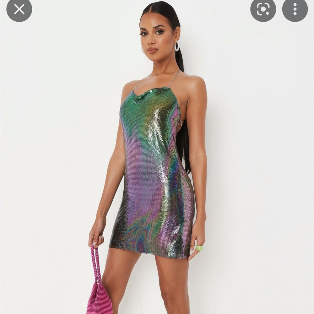 Carli Bybel Missguided ombré purple green sequin dress
